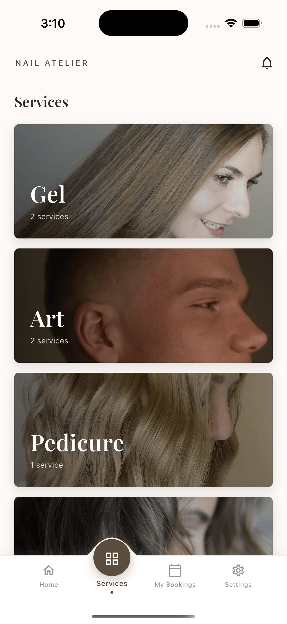 Nail Atelier editorial service list: Gel, Art, Pedicure